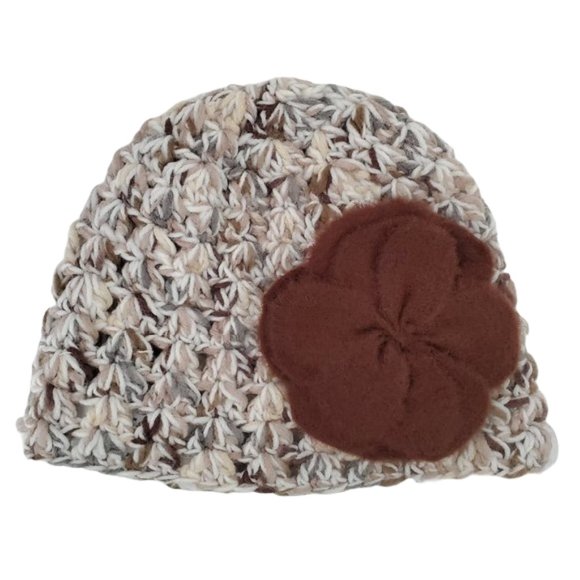 Fossil Accessories - Fossil Knit Beanie with Brown Flower Accent